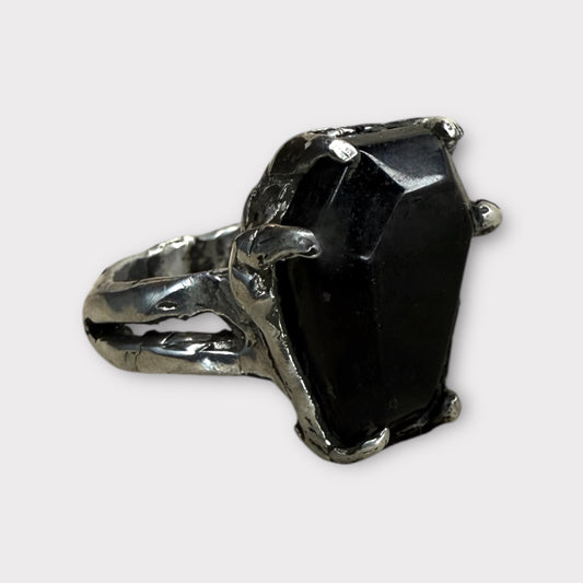 Beneath The Grave Coffin Ring in Obsidian