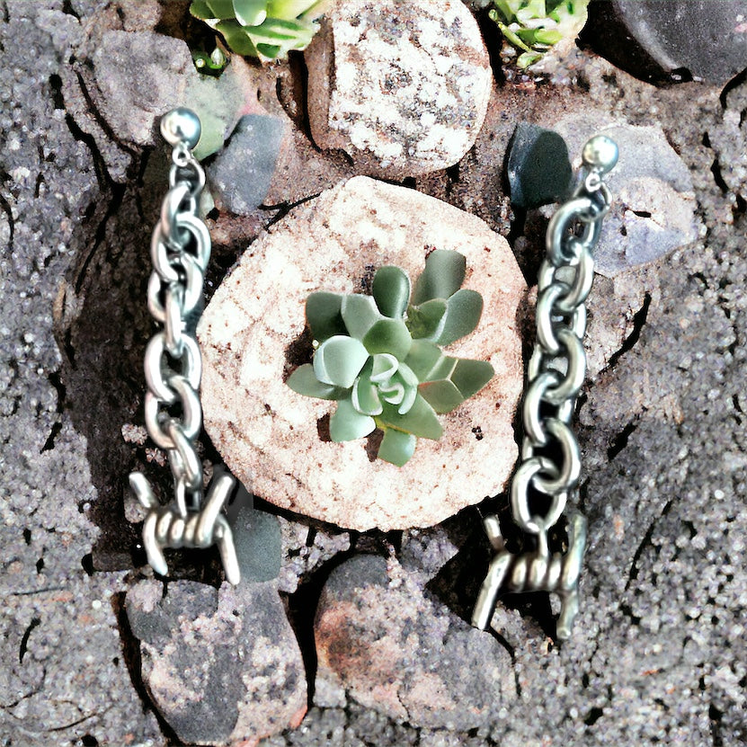 Barbed Wire Chain Earring